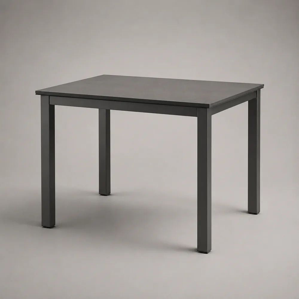 Quadratischer Gartentisch aus pulverbeschichtetem Stahl, Anthrazit, 90 × 90 × 74 cm