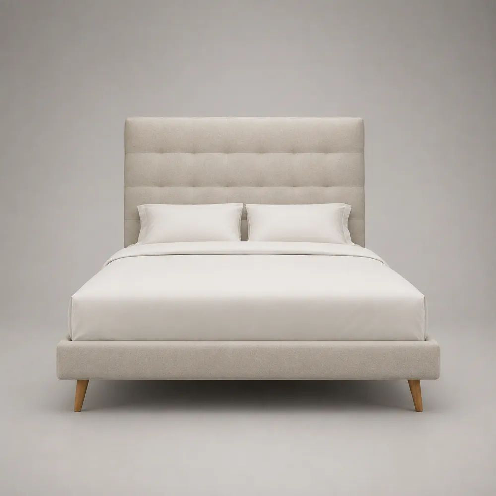 Polsterbett Doppelbett mit Polyesterbezug und Lattenrost, Liegefläche 160 x 200 cm, Gesamtmaß 215 x 170 x 120 cm, Beige/Natur