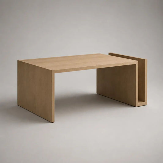 Rechteckiger Couchtisch aus Spanplatte mit Eichenfurnier, Natur, 100 × 60 × 45 cm